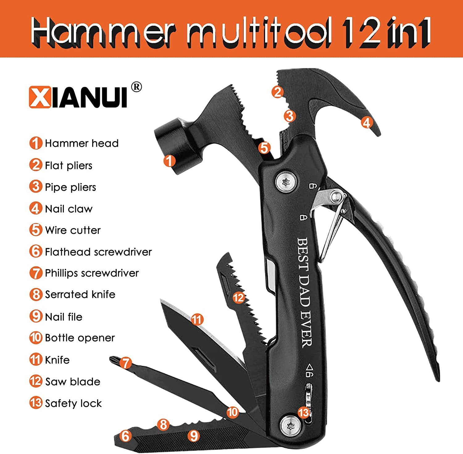 Gifts for Dad, All in One Hammer Multitool, Dad Gifts from Daughter Son, Unique Birthday Gift Idea, Gifts for Dad Who Has Everything and Wants Nothing, Christmas Stocking Stuffers for Dad